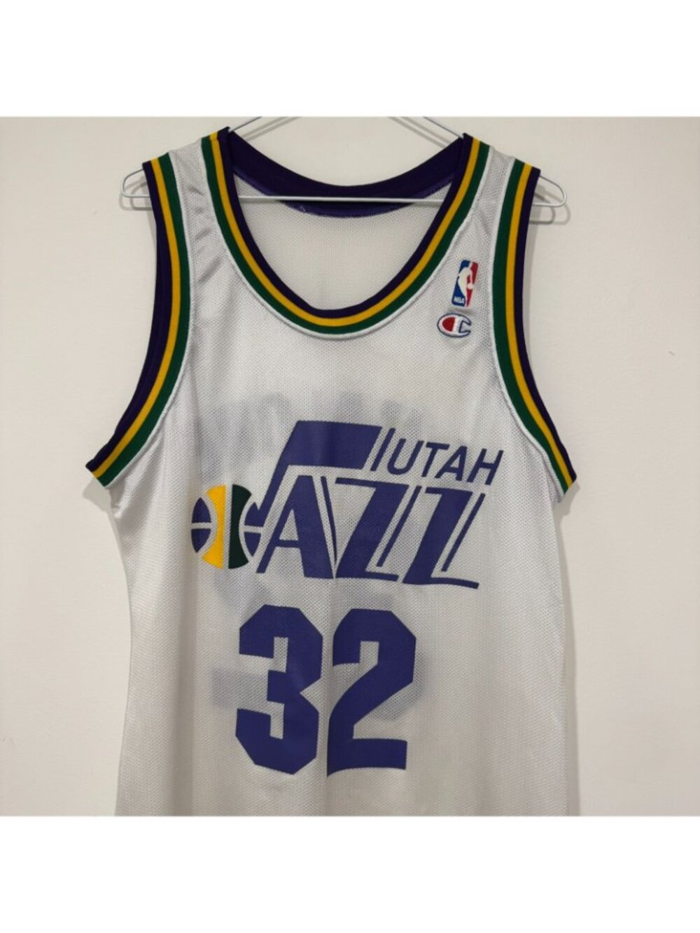 Vintage 1990s Karl Malone Utah Jazz NBA Champion Jersey Size 40 White - Picture 2 of 7